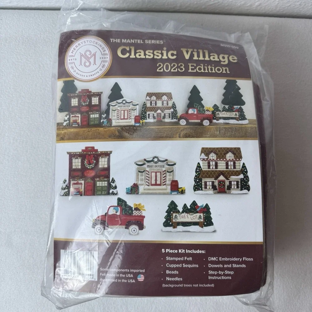 Merry Stockings MS10-059 2023 Edition Mantel Series: Classic Village 5 Piece Kit